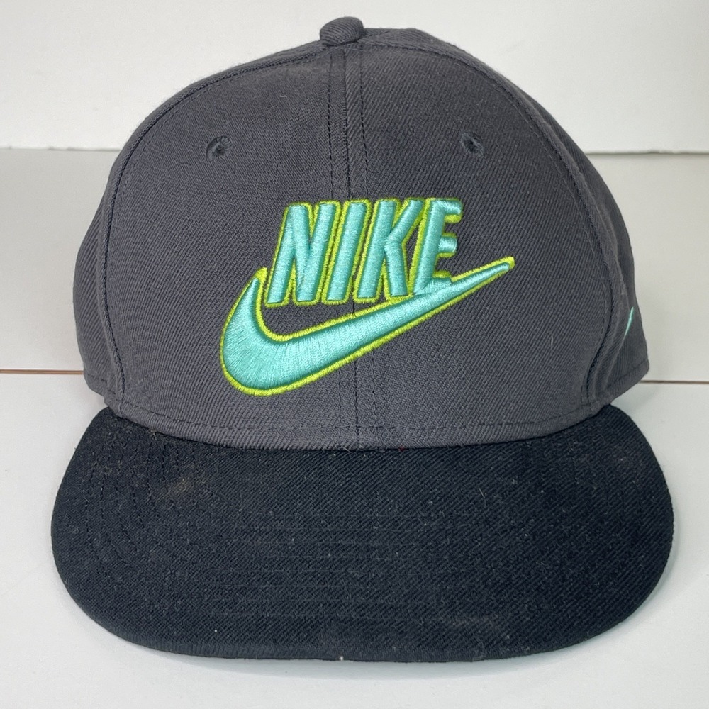 Nike True Gray Aqua Blue Logo Hat Strap Back Adjustable Golf Baseball Cap OSFM